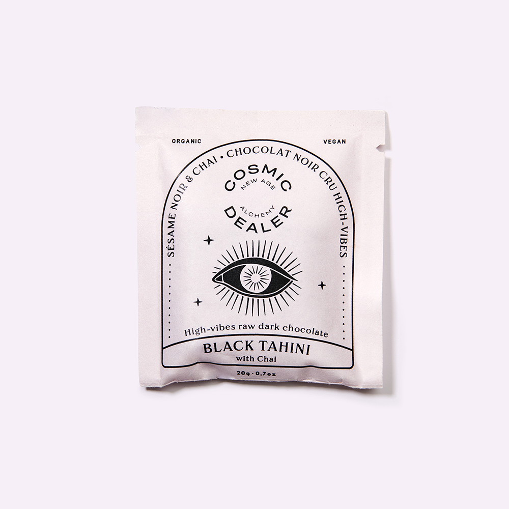 Snack de chocolate Chakra de sésamo negro y especies chai
