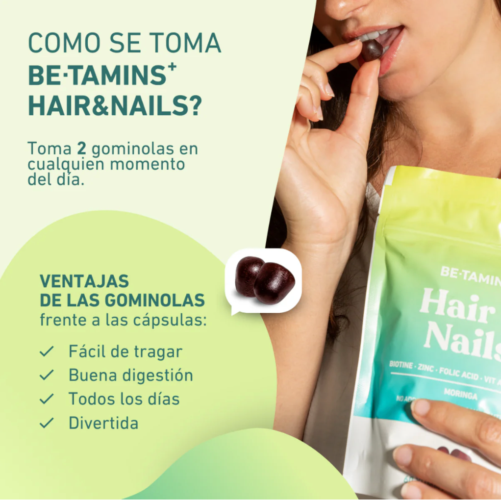 Hair & Nails gominolas con biotina para un pelo y uñas fuertes