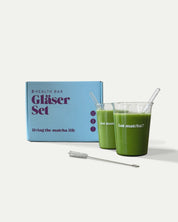 Juego de vasos para matcha con pajitas de vidrio