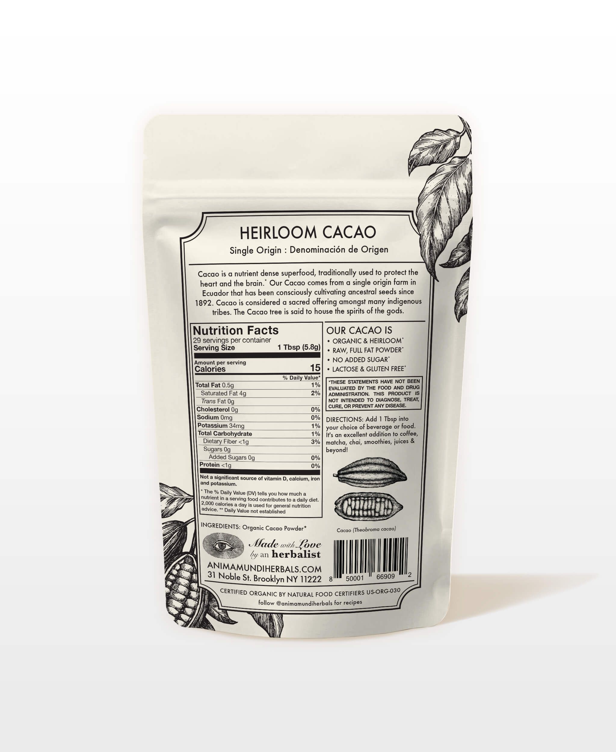 HEIRLOOM CACAO Polvo | Semillas ancestrales orgánicas