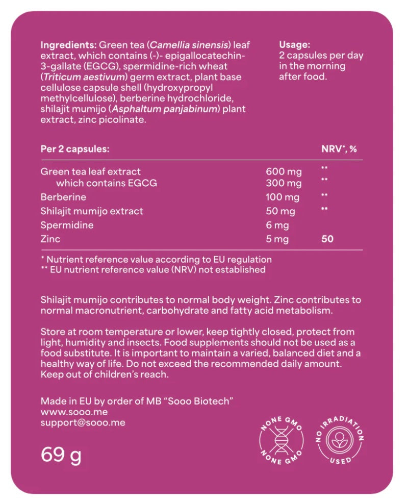 SOOO lean: Berberine, Spermidine, Shilajit, EGCG