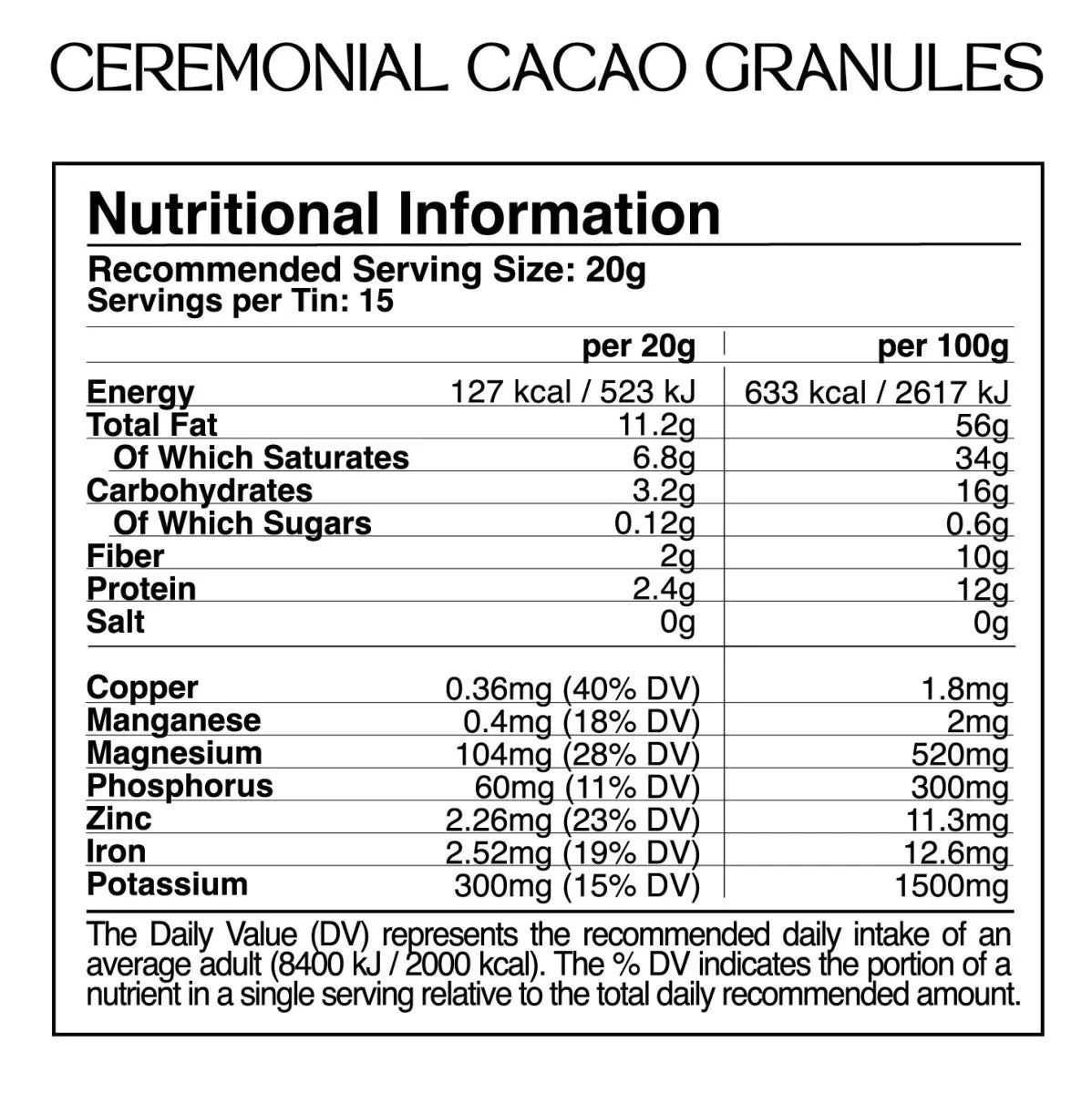 CACAO CEREMONIAL Gránulos | Pureza Cruda + Vitalidad Sostenida